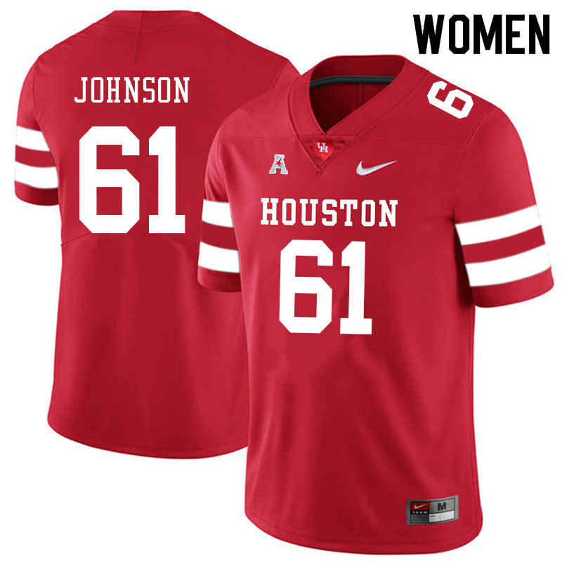Women #61 Benil Johnson Houston Cougars College Football Jerseys Sale-Red